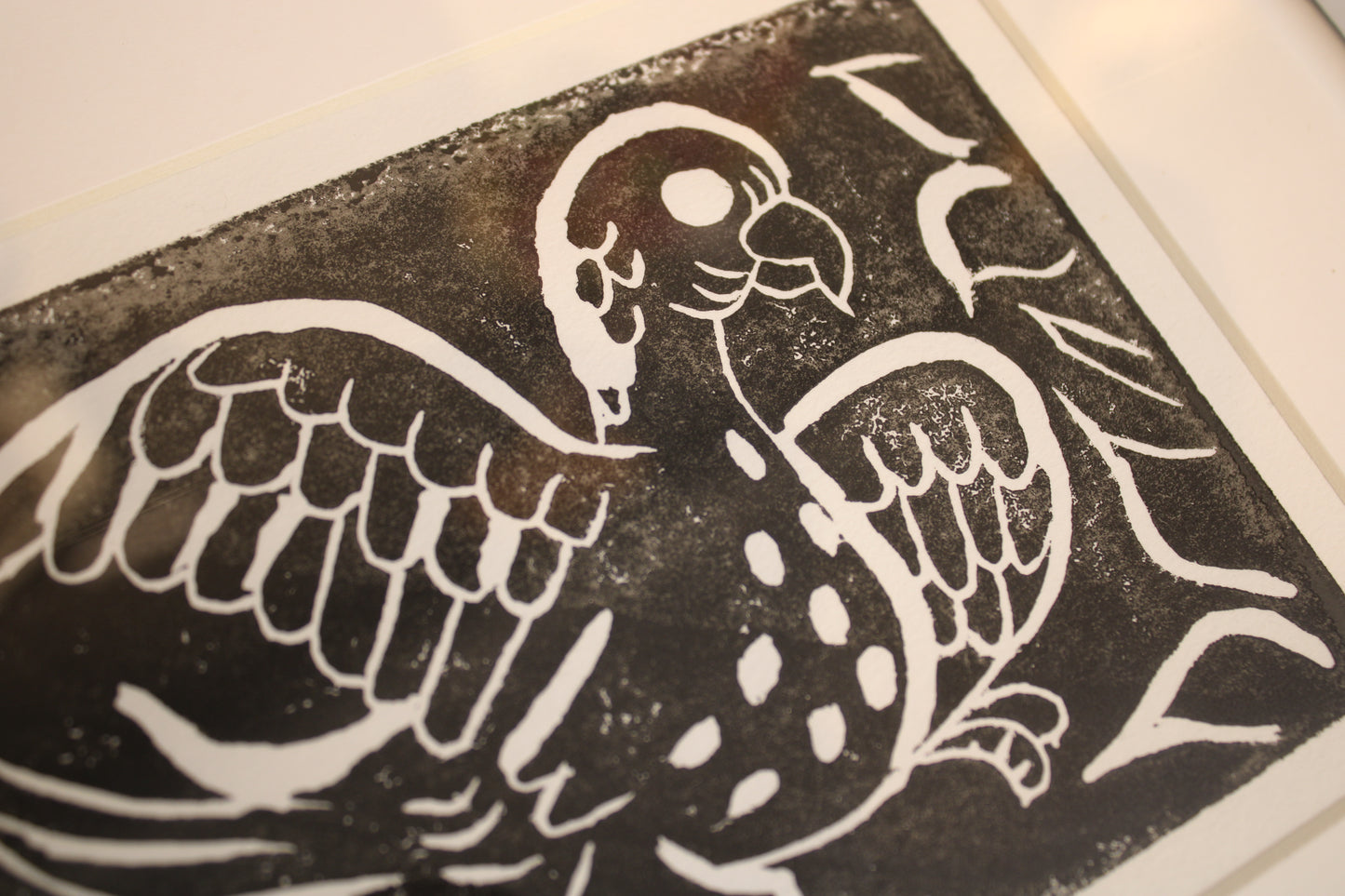 Linogravure pigeon